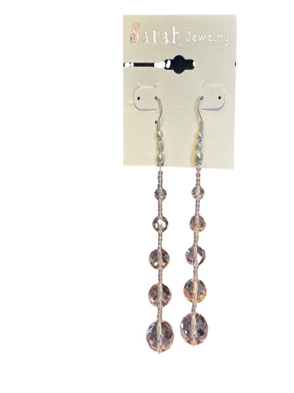 Long Pink Beaded Dangle Earrings 3.75 Sarah Jewelry Faceted Acrylic Drop Goth